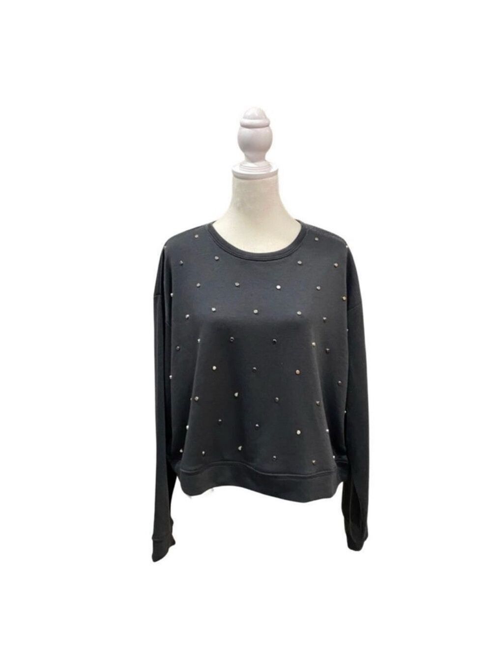 inTu Crewneck Studded Women's Large Gray Relaxed Fit Fleece Sweatshirt
